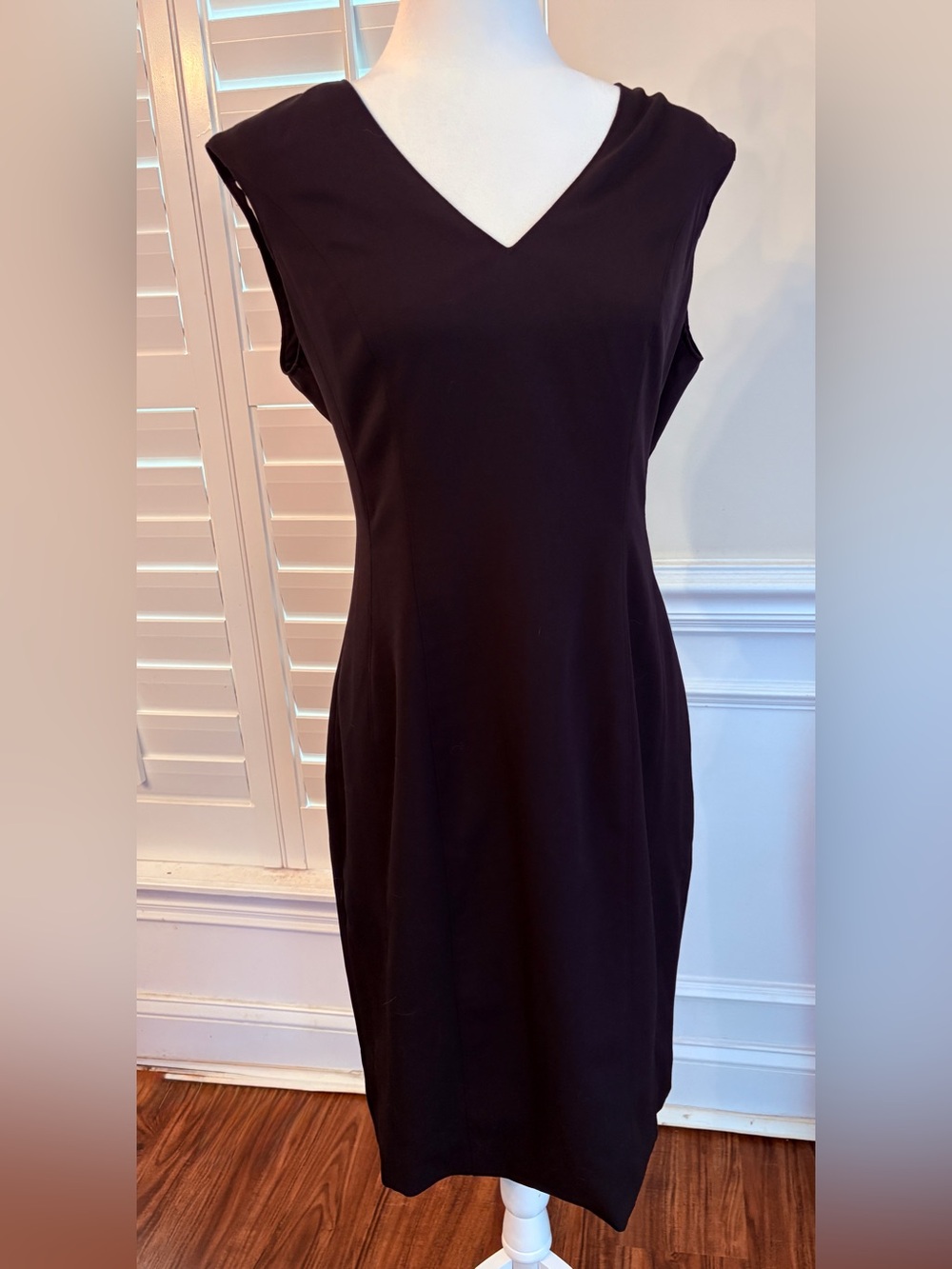 White House Black Market Black V-Neck Midi Sheath Dress